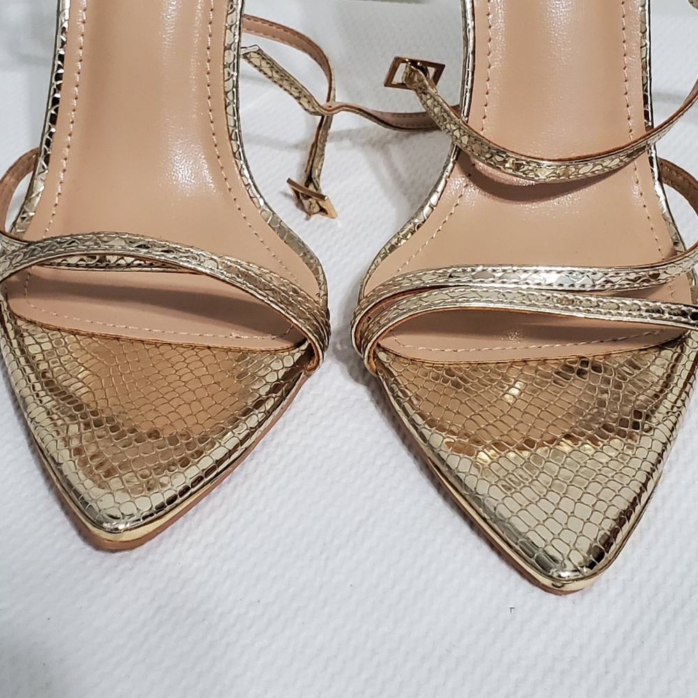 SIMMI London Gold Snake Strappy Heels Size 9 - Picture 2 of 8